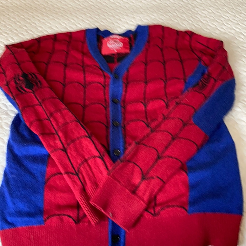 Spider man cardigan sweater women’s